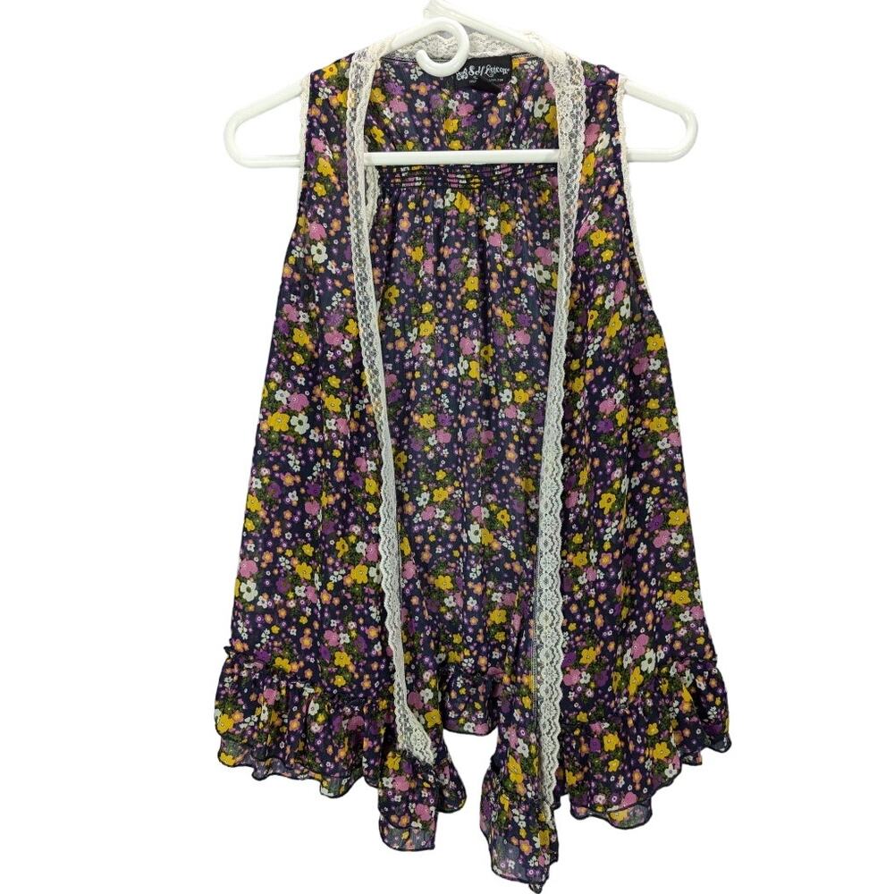 Vintage Y2K Self Esteem Vest Womens Large Flowy Floral Lace Sheer Boho Festival